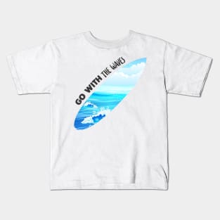 Surfboard Creative Waves Design Gift Kids T-Shirt